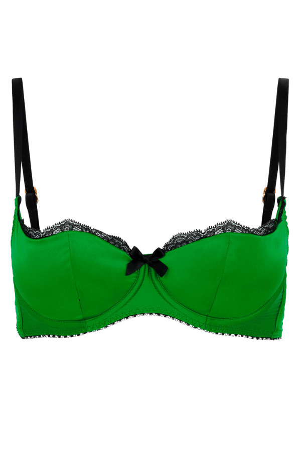 Women's Entice Satin Lace Balcony Bra's in Black, Green or Red + free click  & collect
