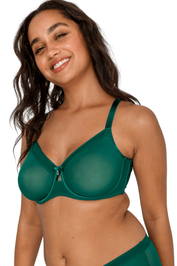 Curvy Couture Women's Plus Sheer Mesh Full Coverage Unlined