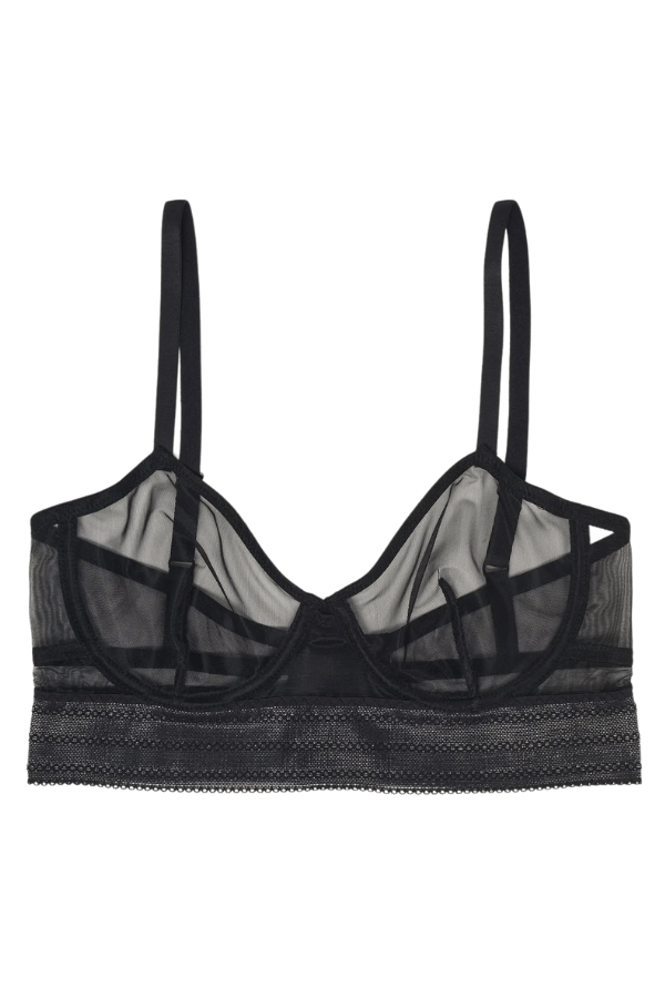 Cosmogonie Exclusive longline balconette bra with cut out detail in black -  BLACK