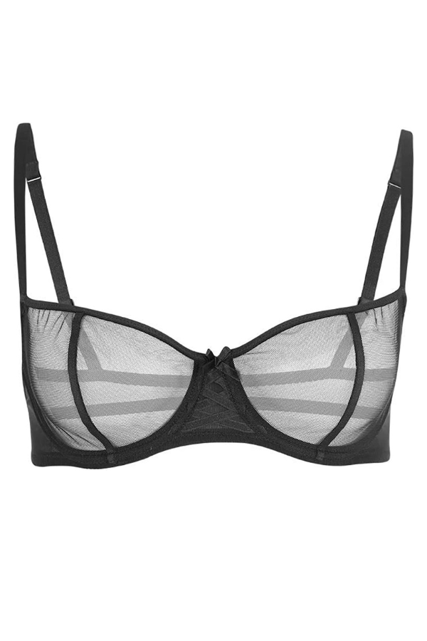 Wolf & Whistle B-G Cup Navy Lace Open Cup Bra
