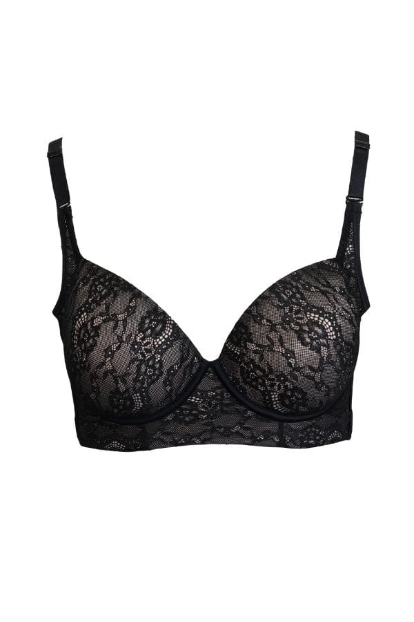 Obsessive Miamor black underwired push-up half-bra with lacy back