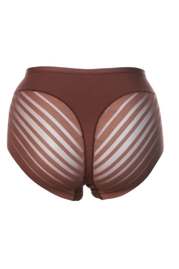 Lace Stripe Undetectable Classic Shaper Panty - Dark Brown