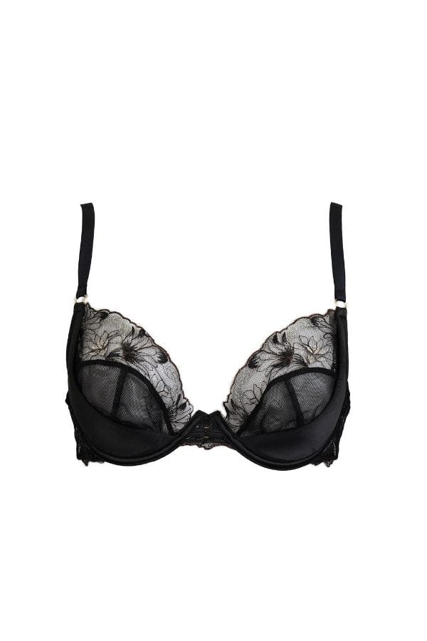 Aria Lace Plunge Bra - Black and Gold