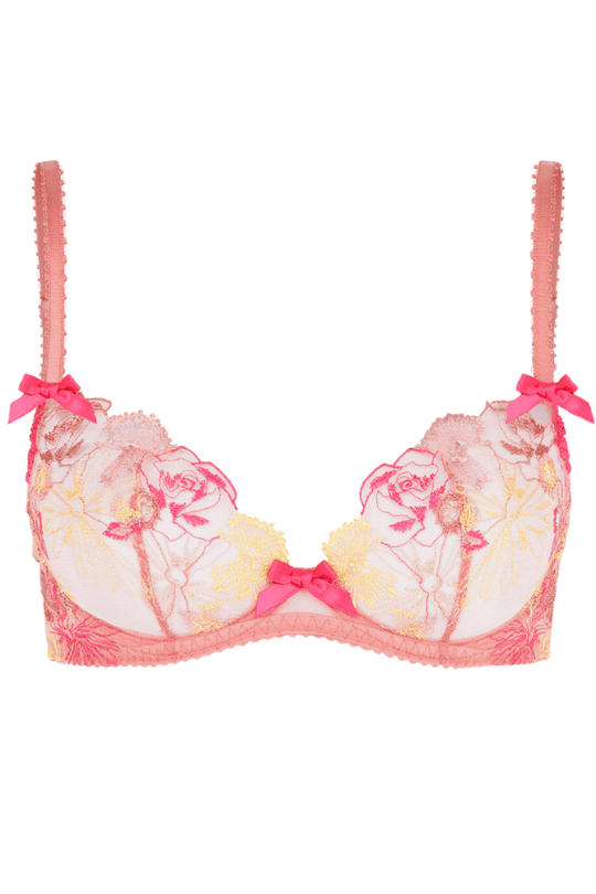 Pink Lorna scallop-embroidered mesh underwired bra, Agent Provocateur