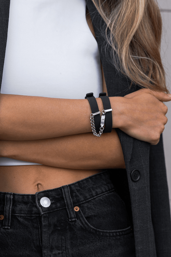 Crave Accessories Black/Silver ID Cuffs - Black/Silver