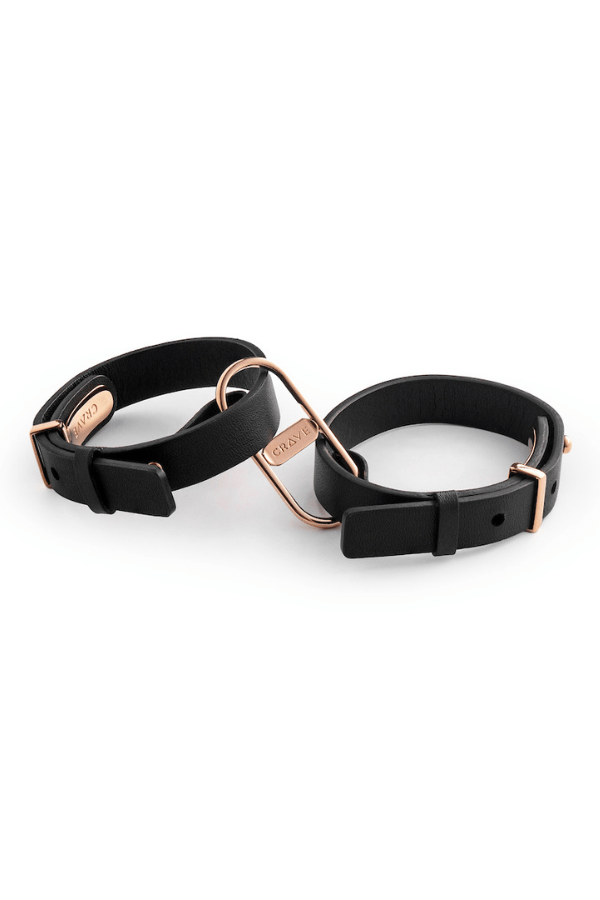 Crave Lingerie Accessories Black and Gold / O/S Icon Cuffs - Black/Rose Gold