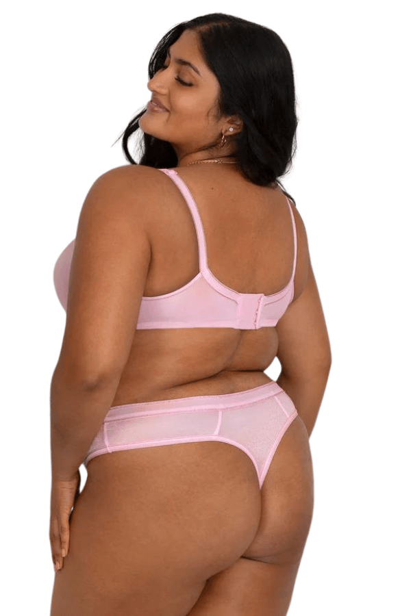 Curvy Couture Briefs Shimmer Thong Panty - Pink