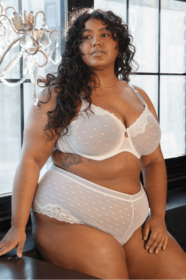 Curvy Couture Cheeky Sheer Whisper Cheeky - White