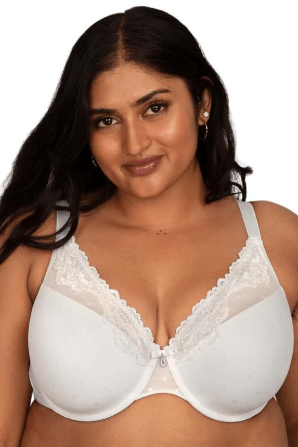 Curvy Couture Lingerie Sheer Whisper Plunge T-Shirt Bra - White