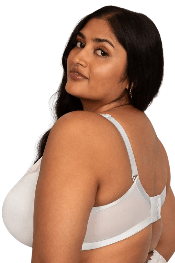 Curvy Couture Lingerie Sheer Whisper Plunge T-Shirt Bra - White