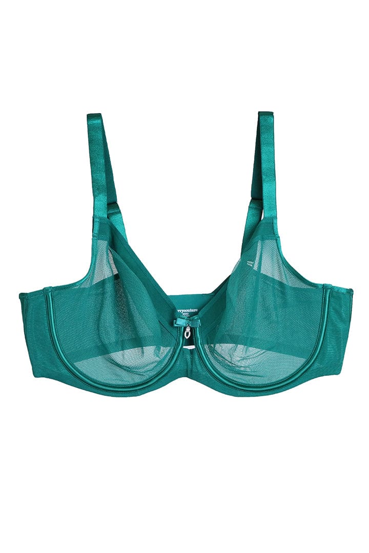 Sheer Mesh Unlined Underwire Bra - Emerald - Chérie Amour