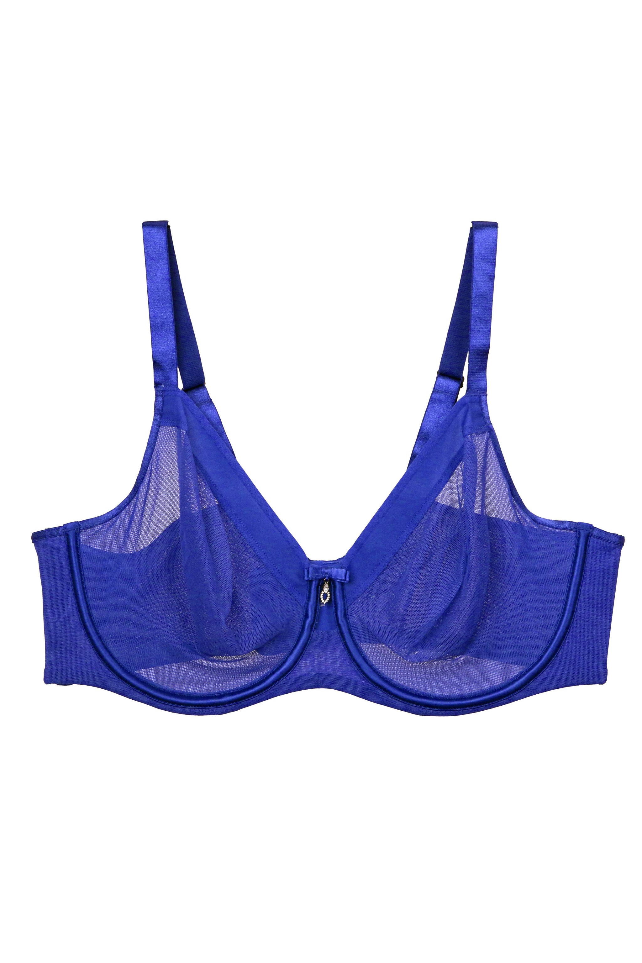 Jennifer Romantic Sheer Floral Lace See Through Underwire Bra (32DD) Royal  Blue at  Women's Clothing store