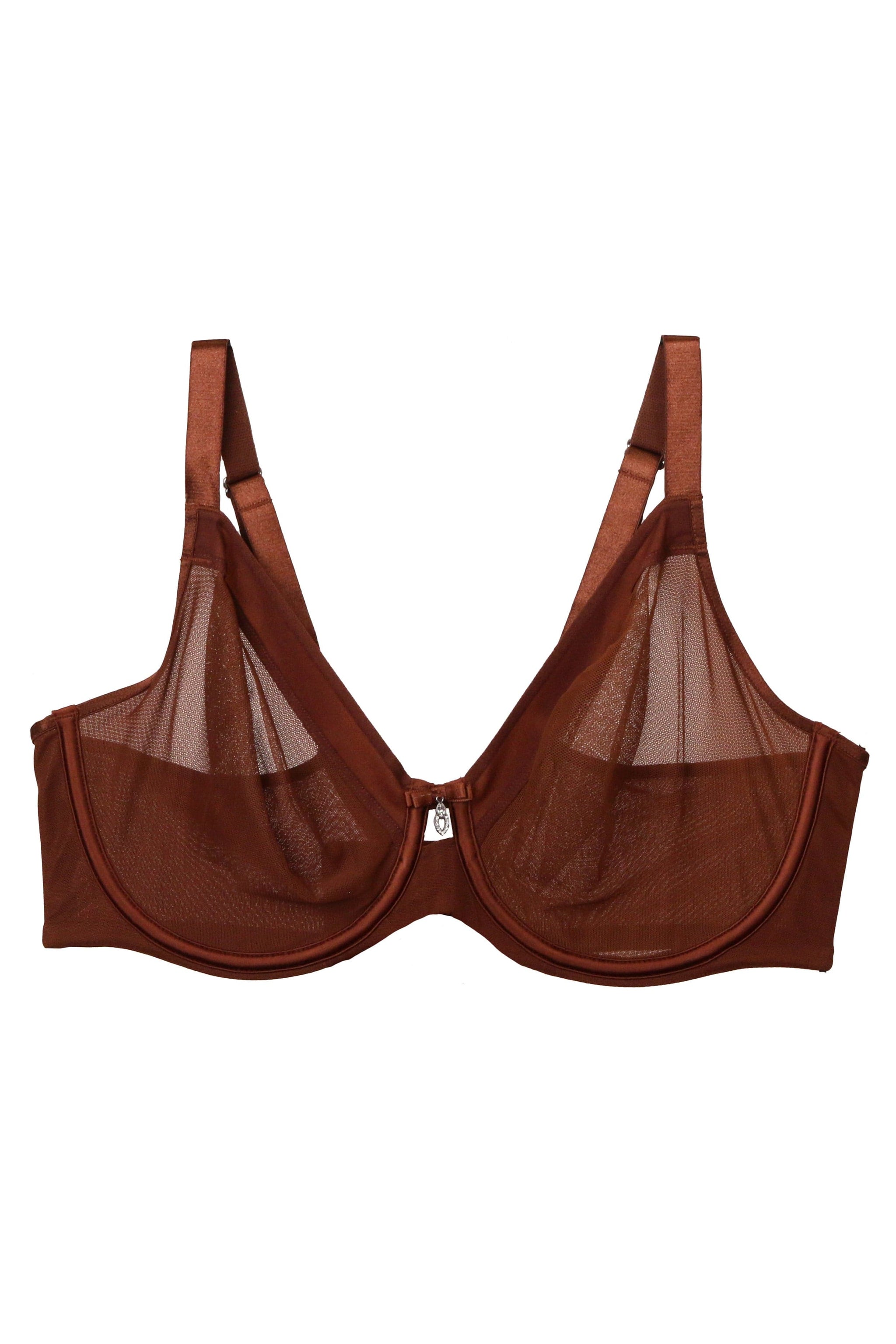 Curvy Couture Women's Solid Sheer Mesh Full Coverage Unlined Underwire Bra  Chocolate 38c : Target