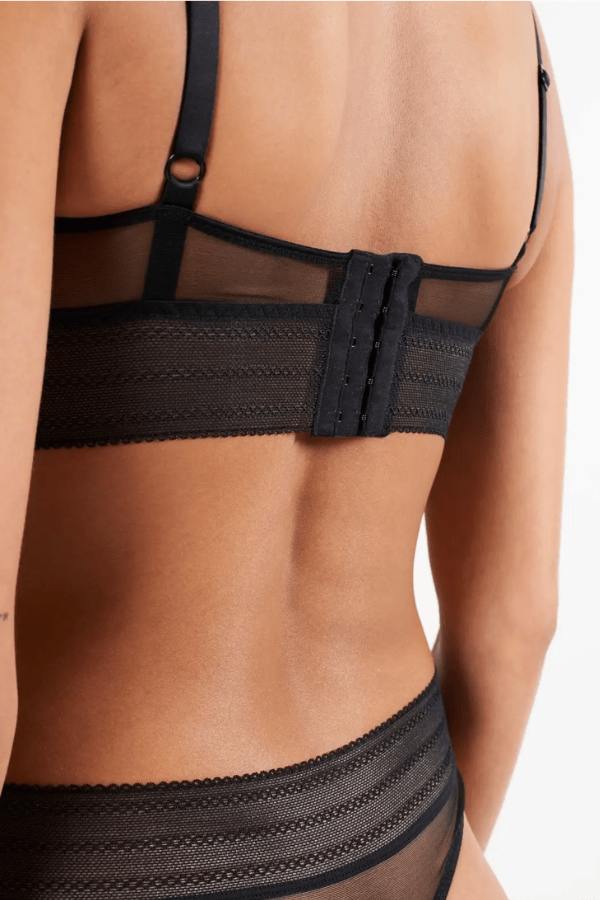 Women's Moschino Longline Underwire Bra ($165) ❤ liked on Polyvore  featuring intimates, bras, black, long line bra, longline balcon…