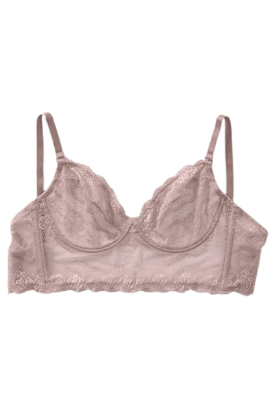 All Sheer Lace Bustier Bra - Blush
