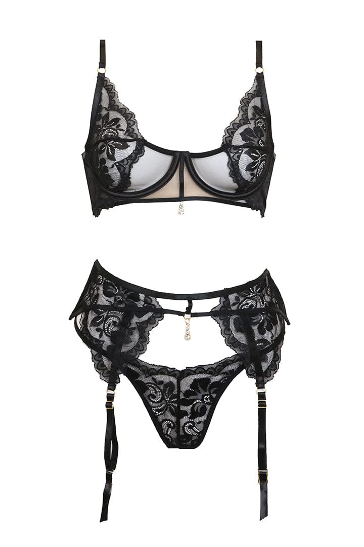 Strappy Three-Piece Lace Lingerie Set – Kyria Lingerie