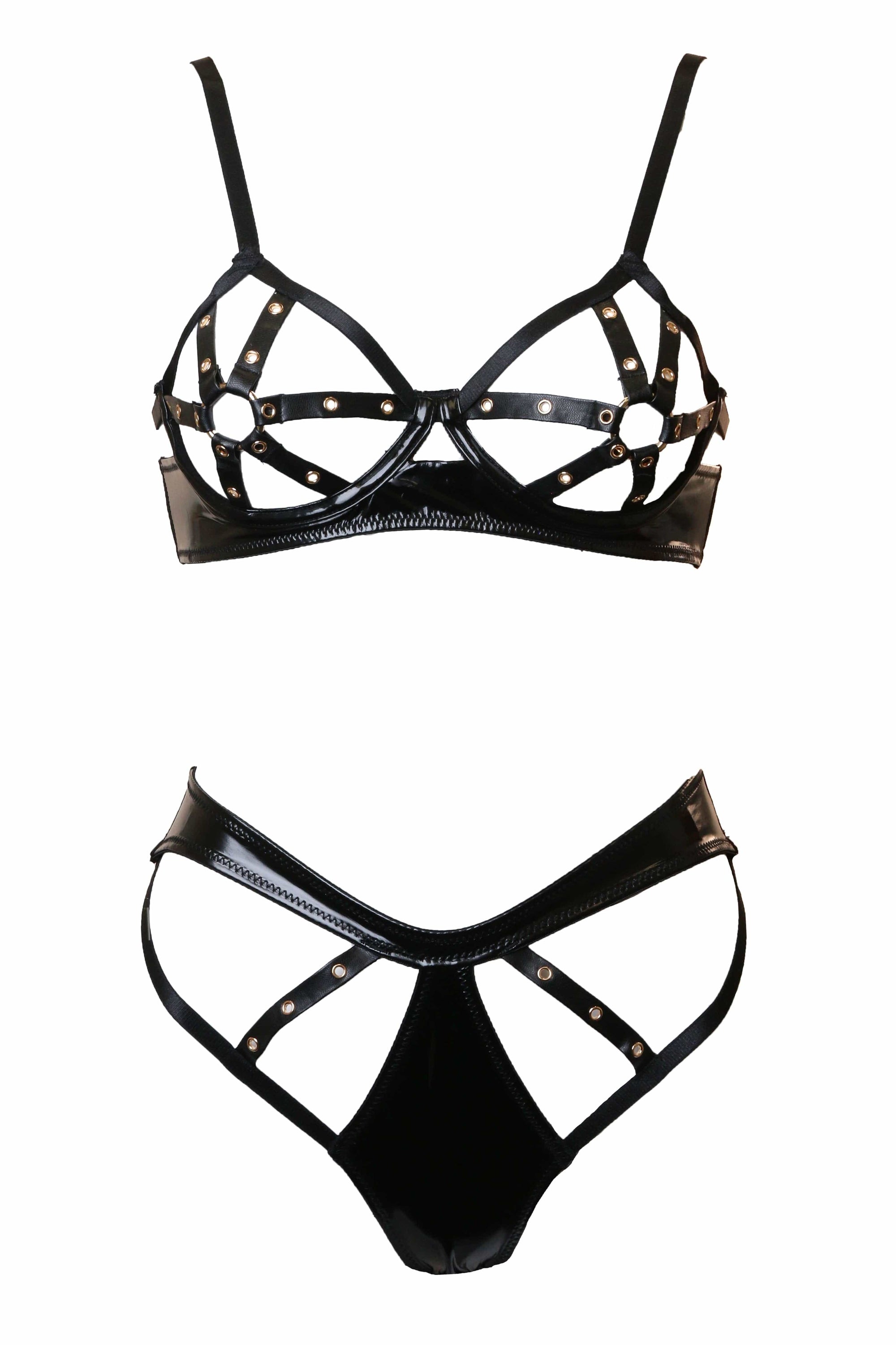 Fetish Dominant Cage Bra Set - Black - Chérie Amour