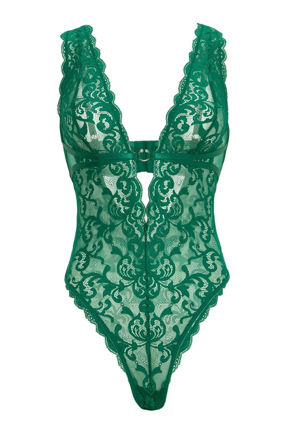 Oh La La Cheri Teddy Taylor Lace Teddy - Green