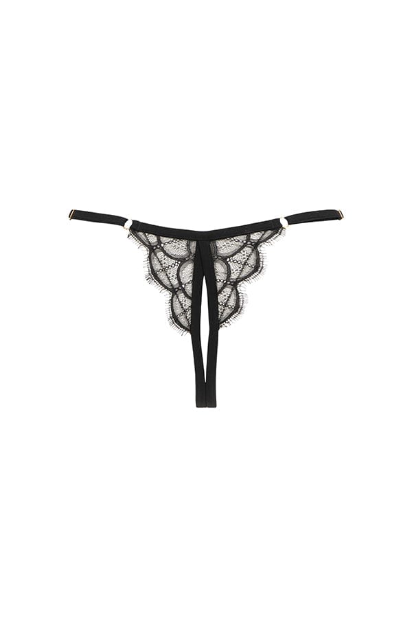 Mystic Shadow Open Thong- Black - Chérie Amour