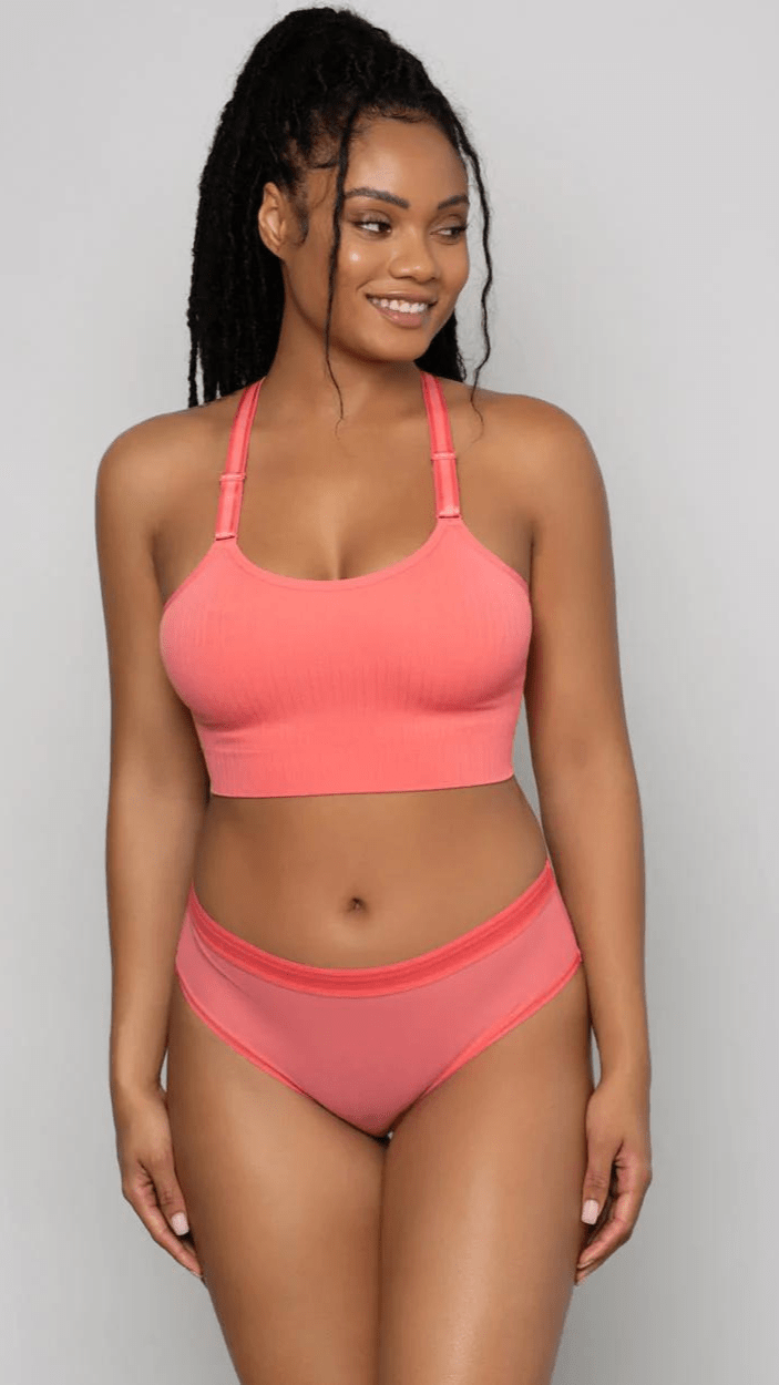 Smooth Seamless Wire-Free Longline Bra- Sun Kissed Coral - Chérie Amour