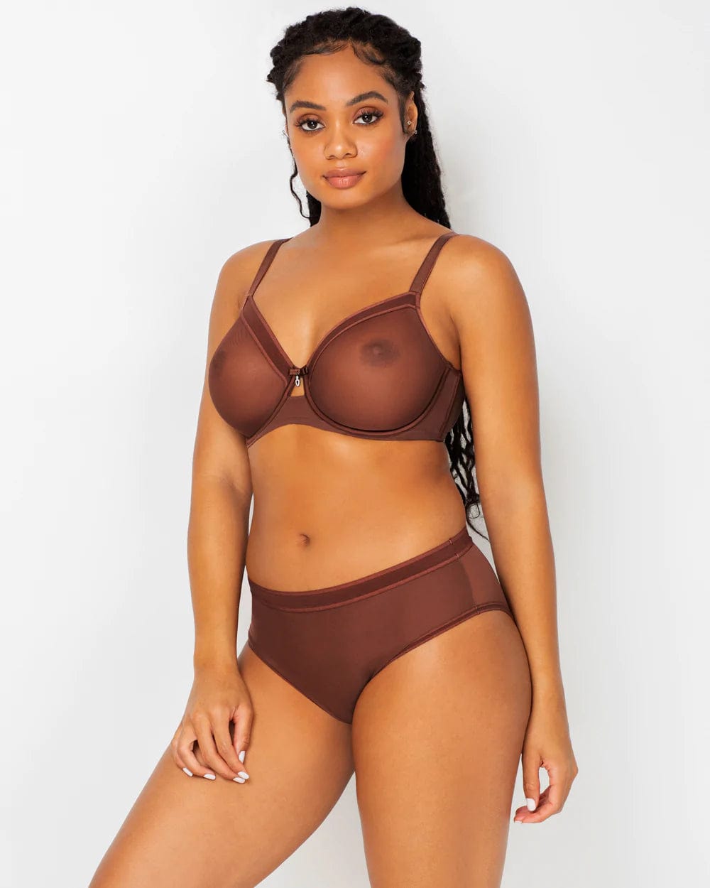 Unlined Sexy Mesh See Through Bra Lingerie Set Plus Size