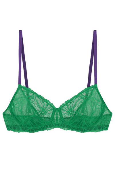 Mia Graphic Lace Underwire Bra - Green - Chérie Amour
