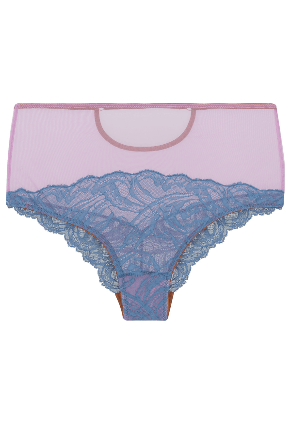 Dorothee Lace High Waist Knicker - Blue - Chérie Amour