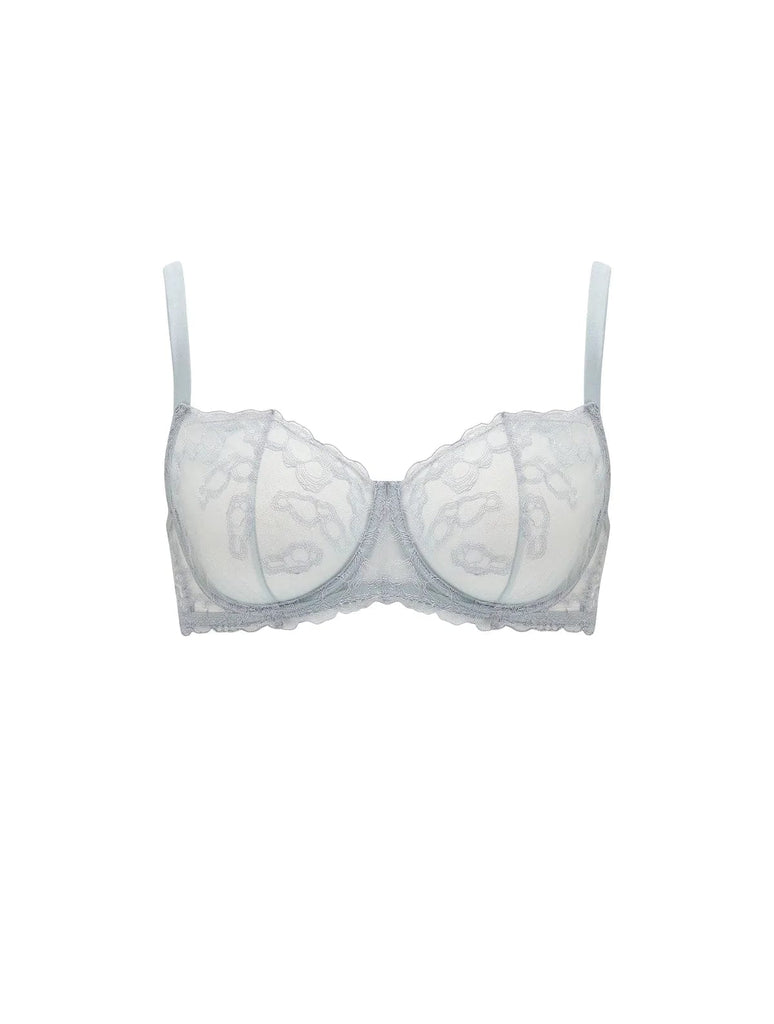 BHS WHITE GREY RETRO UNDERWIRED MOULDED LACE BALCONY BRA SIZE 34C CUP