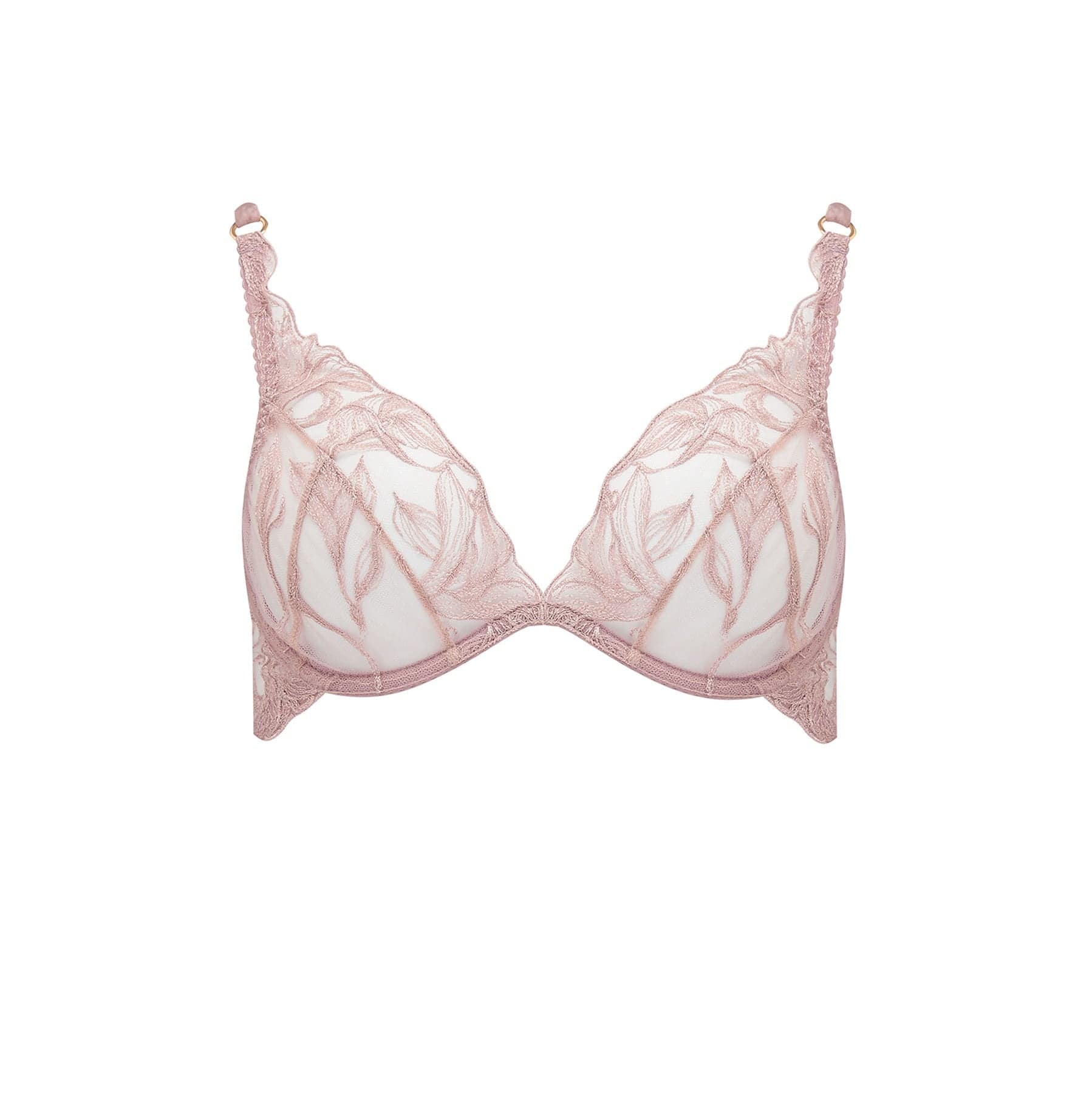 Fleurs embroidered tulle plunge bra, Chantelle
