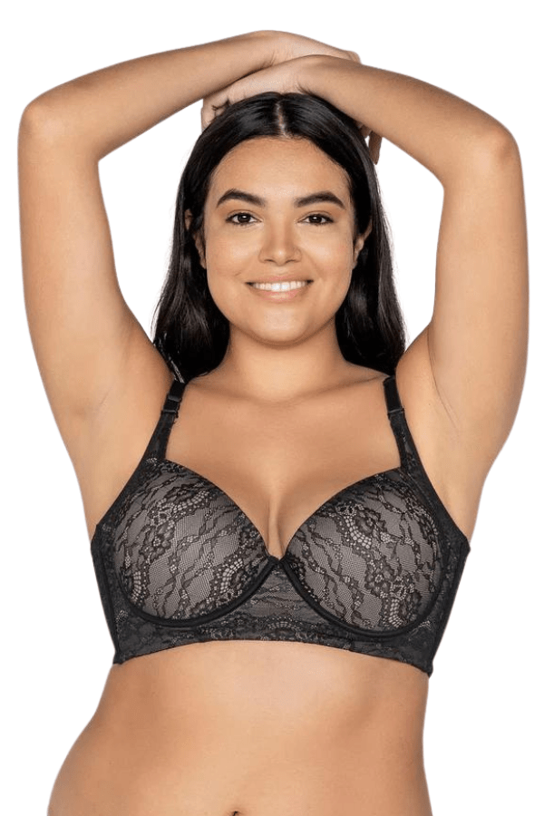 Breezies Black Lace Essentials Side Smoothing Wirefree Bra New