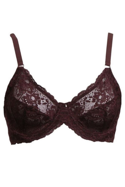 Essentiel Generous Burgundy lace and tulle full cup bra