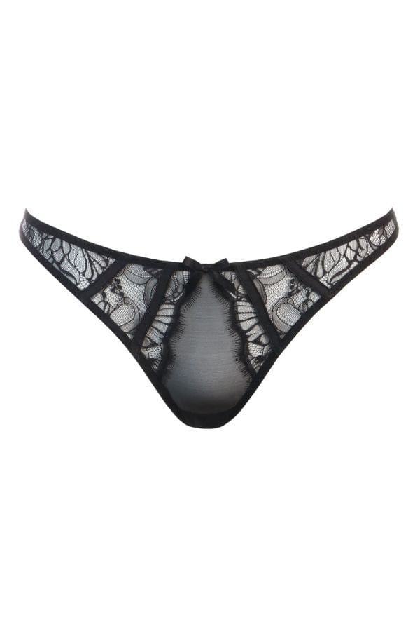 Playful Promises Underwear Fallon Black Lace Thong- Black